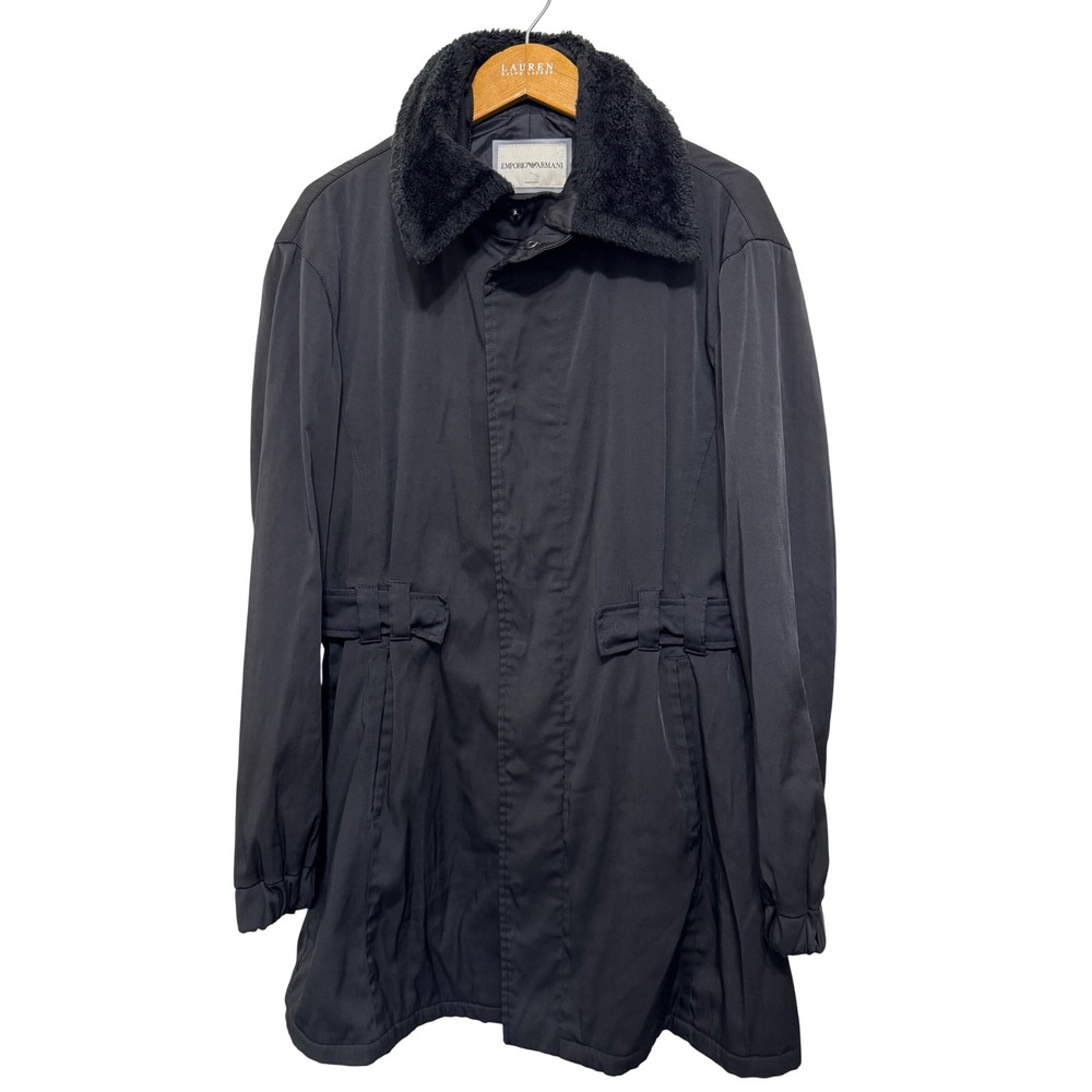 Vintage Emporio Armani Overcoat Black Mens 42/52